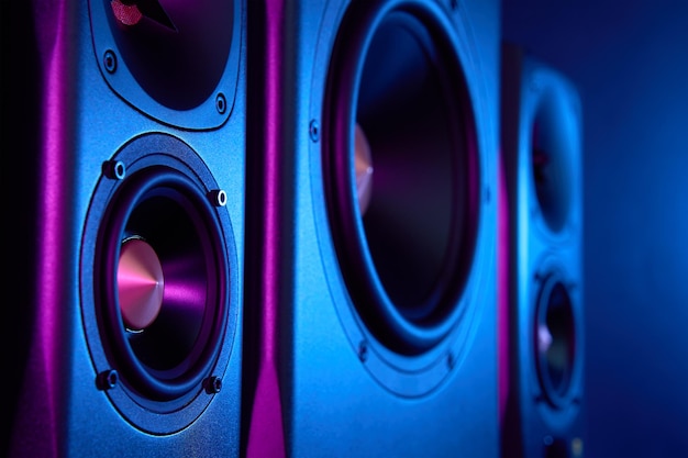 Multimedia acoustic sound speakers with neon lighting