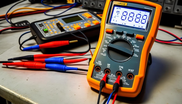 Foto multimeter zit op de tafel generatieve ai