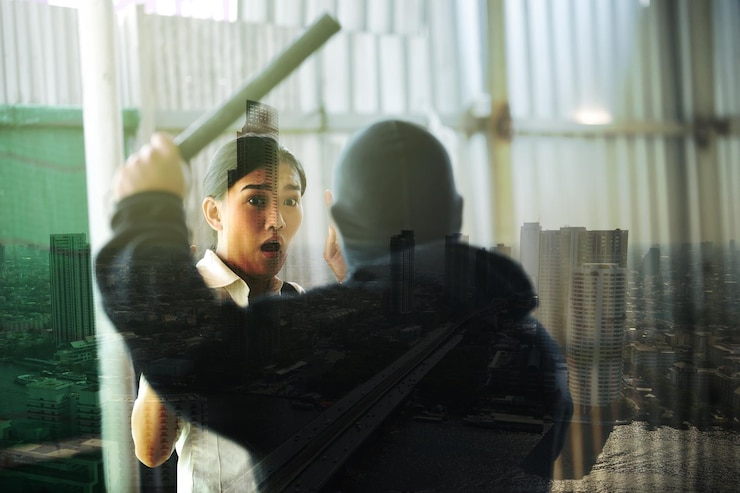 Photo 女性を木で殴った犯罪者の複数の露出