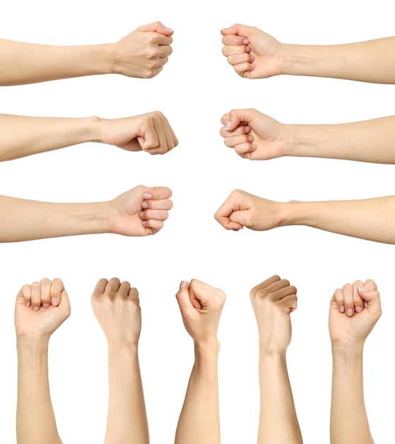Photo multiple female caucasian clenched fist