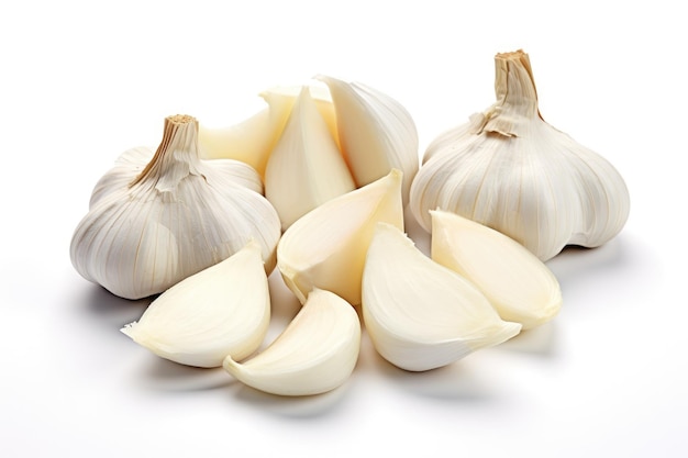 Multiple garlic isolated white background