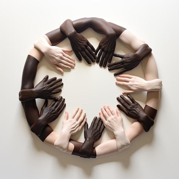 Photo multiple hands with their hands together in a circle