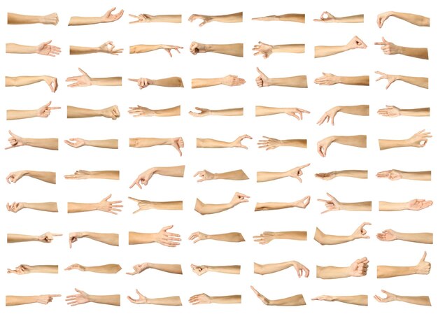 Foto immagini multiple di gesti con le mani di donne caucasiche