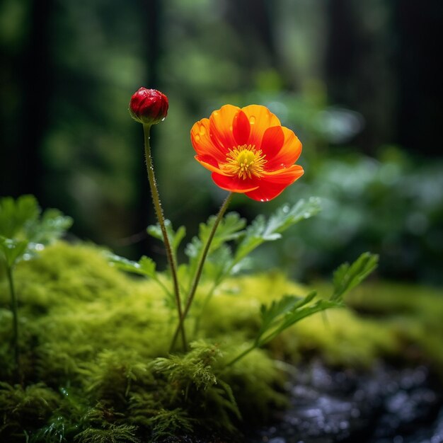 Multiple minimalistic vibrant color wild flowers realistic photoshoot