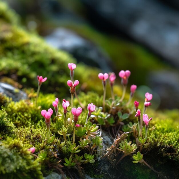 Multiple minimalistic vibrant color wild flowers realistic photoshoot