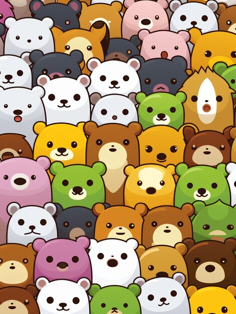 multiple teddy bears cartoon vector