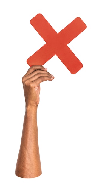Multiply symbol png hand holding sign transparent background