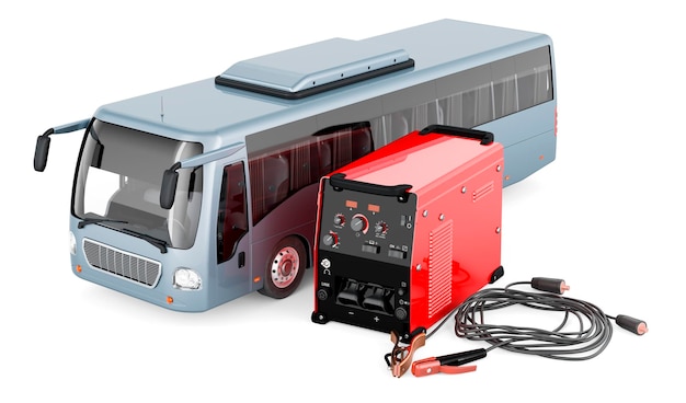 Multiproces lasser machine met bus reparatie concept 3D-rendering