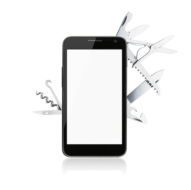 Multipurpose Smart Phone on white