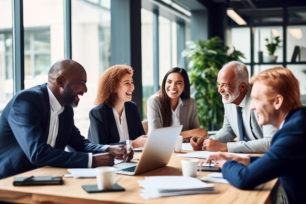 Multiracial business people having meeting