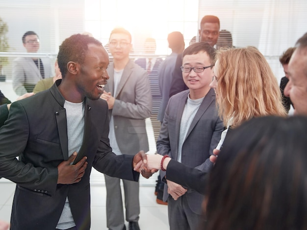 Multiracial business people together at startup