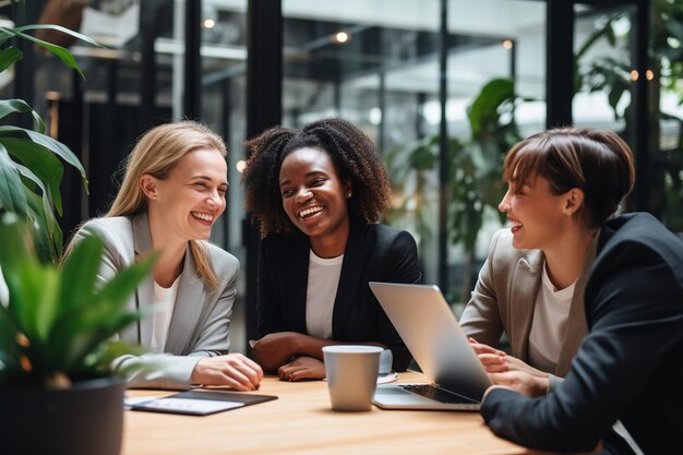 Photo multiracial business team on a meeting in a modern bright office