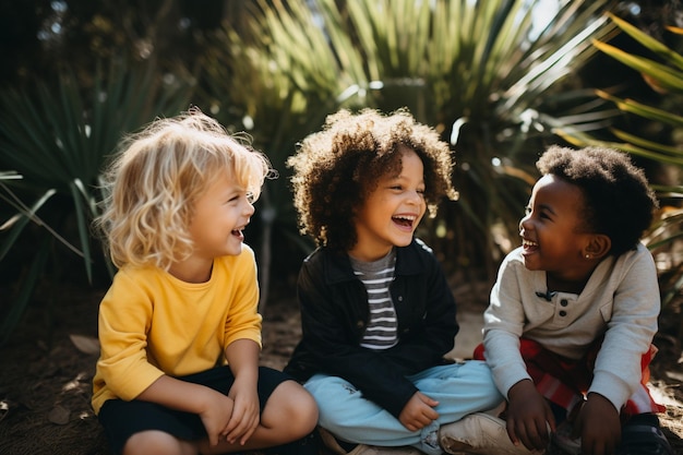 Фото Дети разных рас смеются и играют вместе