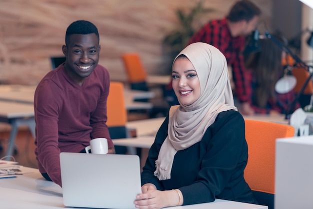 multiracial contemporary business people working