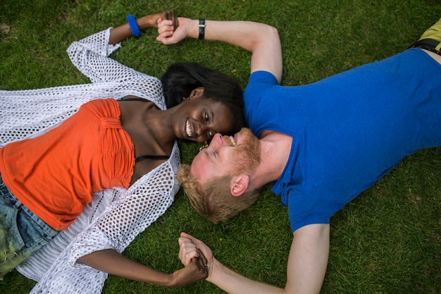 Multiracial couple in the park