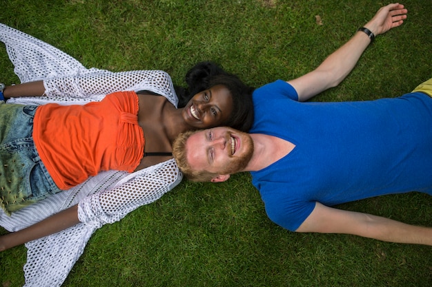 Multiracial couple in the park