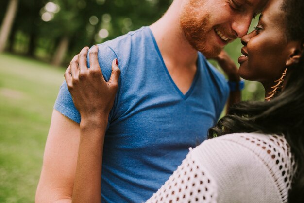 Multiracial couple in the park