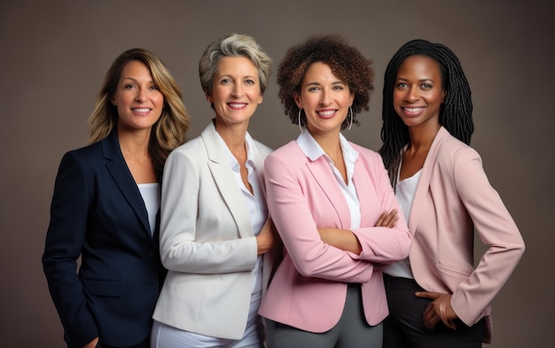 Photo multiracial female executives group generative ai