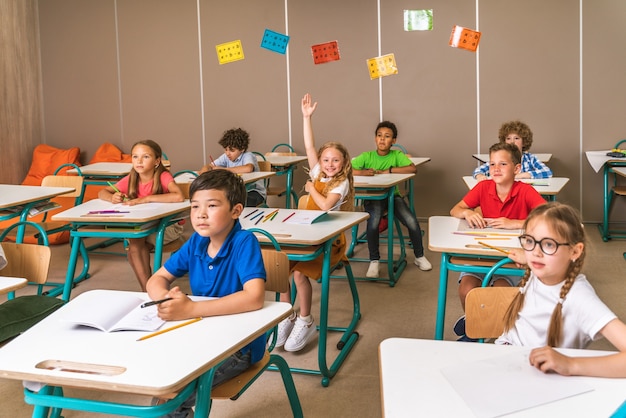 Multiracial group of kids at primary school