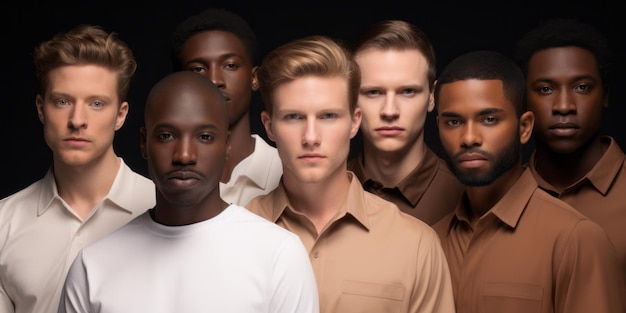Многорасовые мужчины из Соединенных Штатов в группе в стиле светлого белого и темного янтаря Успешные люди разных рас и религий