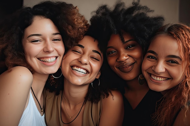 Multiracial women standing together and smiling Diversity concept Created with Generative AI