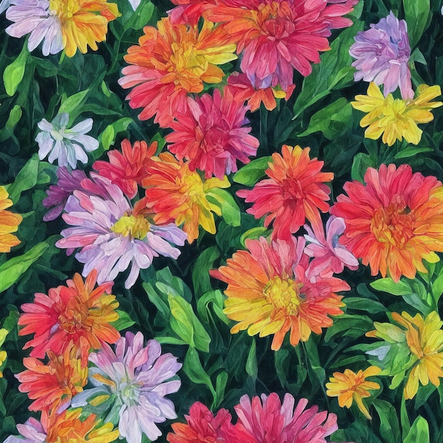 菊の花と葉 - 高品質の植物画