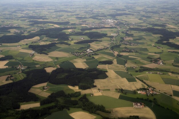 Munchen bavaria germany area aerial landscape from airplane farmed fields