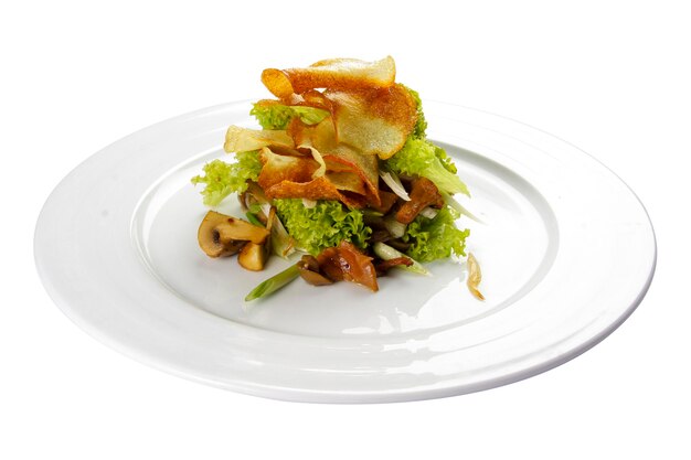 Munchensalade met champignons en chips Vegetarische schotel