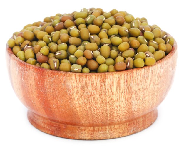 Mung bean in a bowl over white background