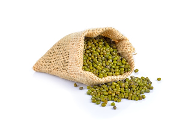 Mung beans on white