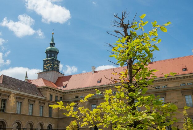 뮌헨 독일 2020년 7월 29일 La Neuveste 고딕 요새 a munich 요새화된 다리를 통해서만 접근할 수 있는 물로 채워진 해자로 둘러싸여 있습니다.