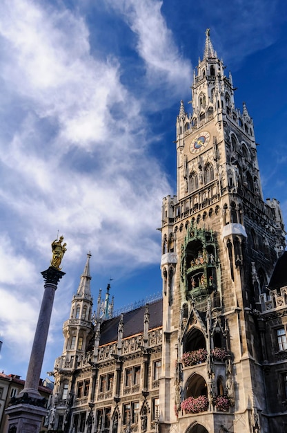 Munich Germany Neue Rathaus the new town hall on Marienplatz in the historic city center