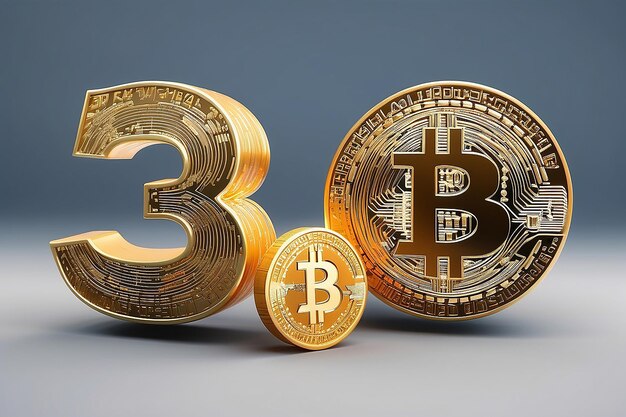 Munich Germany November 11 2023 3D render of the number for 2024 with a Bitcoin in place of the zero