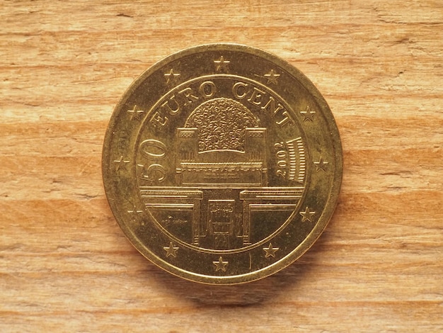 Munt van 50 cent met de Sezession-gebouwvaluta van Austri