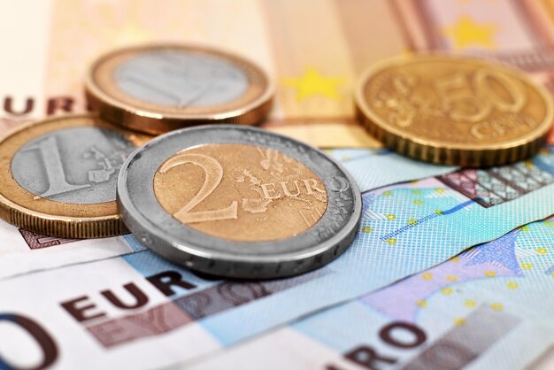 Foto munten en eurobankbiljetten
