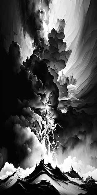 Mural abstract black and white wall art backgrpound Generative Ai