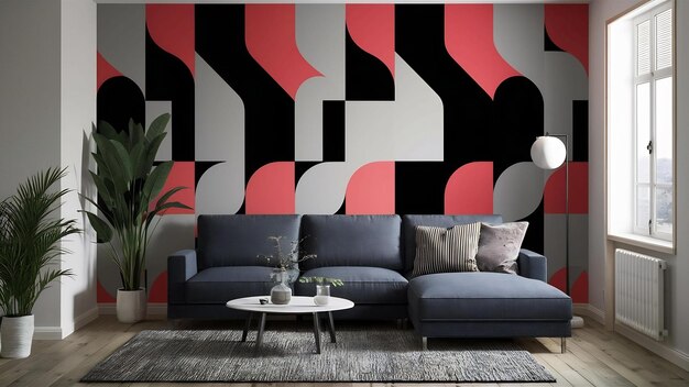 Photo mural wallpaper geometric shapes goden black red and gray shapes