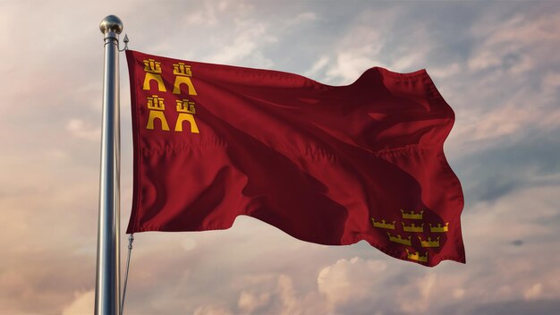 Photo murcia waving flag against a cloudy sky