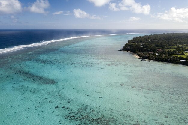 Muri beach Cook Island polynesia tropical paradise aerial view