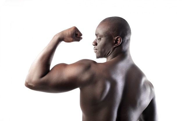 Muscled strong black man