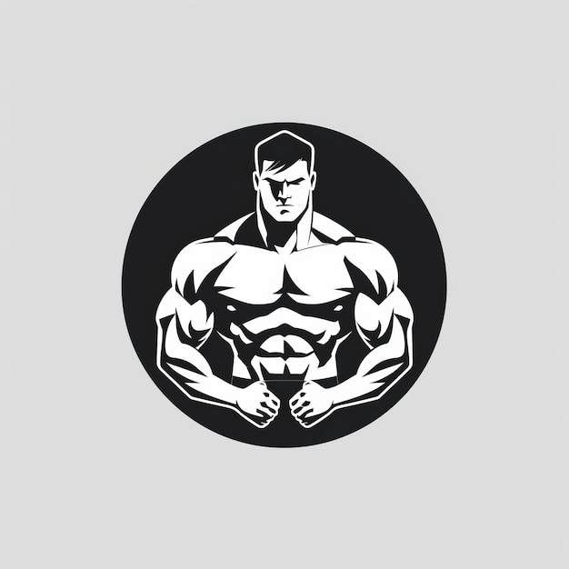 Photo muscular black and white athlete icon design