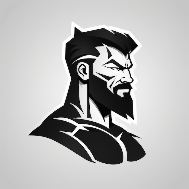 Muscular Black And White Outline Icon With Dark Cartoon Image