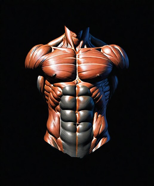 Photo a muscular body of a muscular man with the muscles exposed