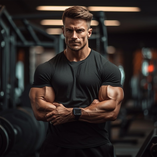 A Muscular build body Building triceps