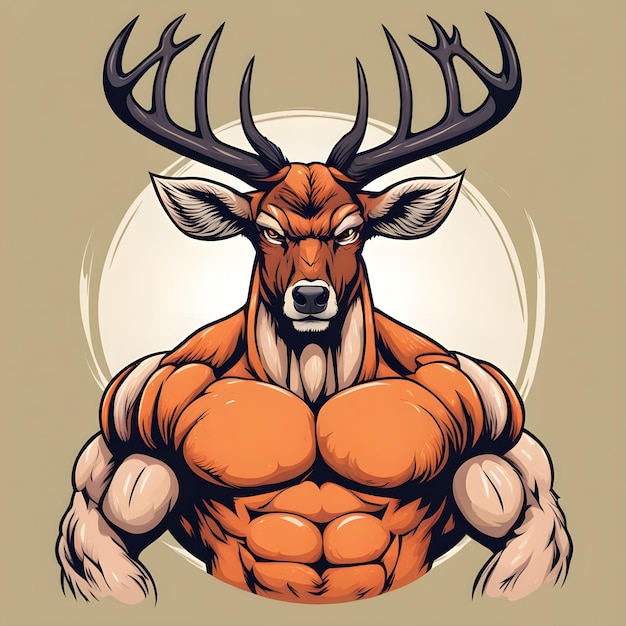 Muscular deer illustration Suitable for fitness logos bodybuilders gym athletes