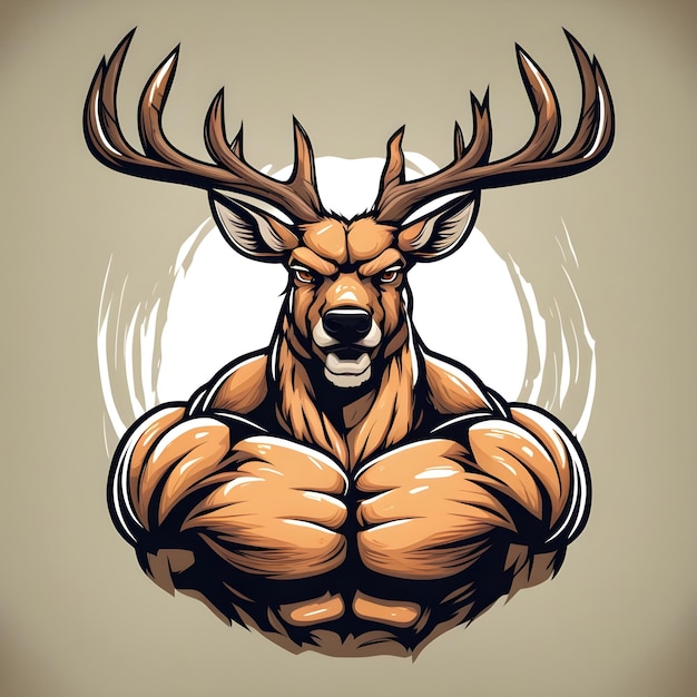 Muscular deer illustration Suitable for fitness logos bodybuilders gym athletes