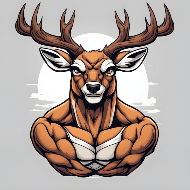 Muscular deer illustration Suitable for fitness logos bodybuilders gym athletes