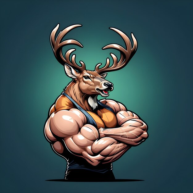 Muscular deer illustration Suitable for fitness logos bodybuilders gym athletes