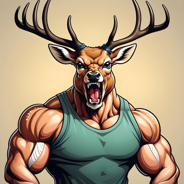 Muscular deer illustration Suitable for fitness logos bodybuilders gym athletes