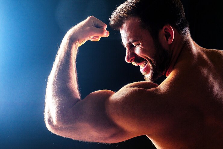 Muscular fitness man antique statue perfect muscles six pack